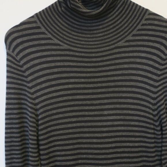 ZARA KNIT SWEATER DRESS turtleneck stripe midi stretch M office cozy minimalist - Picture 3 of 10